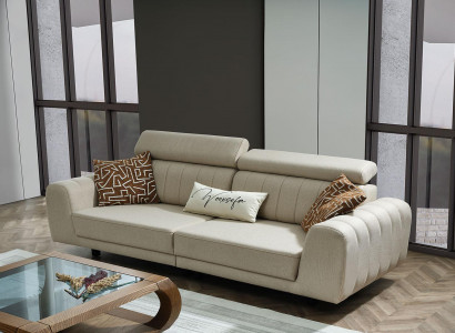 Stoffsofa Couch Dreisitzer Design Sofa 3 Sitzer Polstersofa Beige